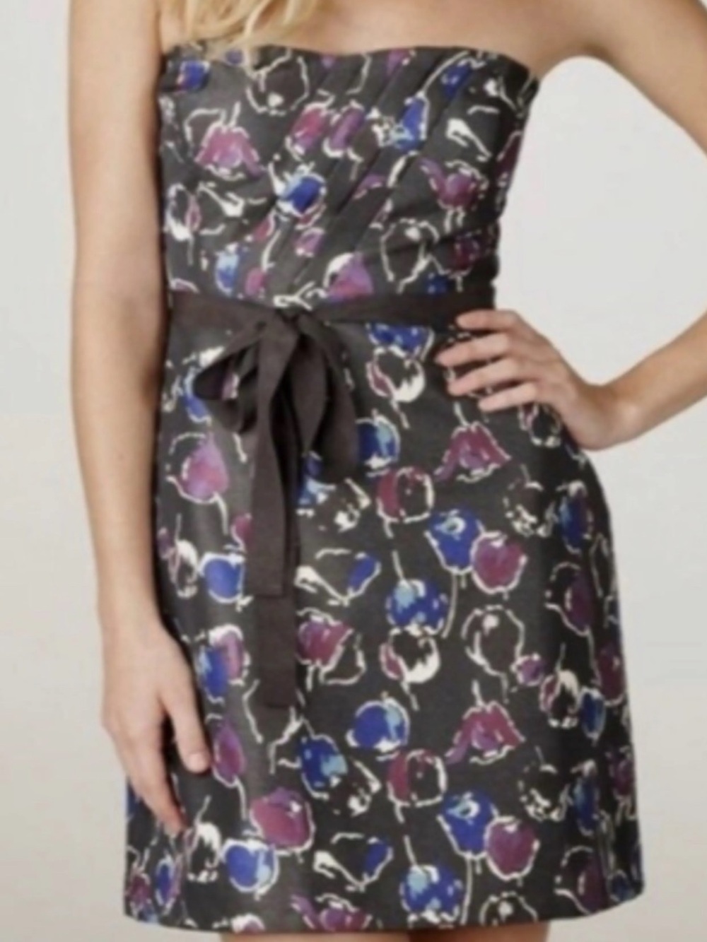 American Eagle Outfitters Black Strapless Floral Mini Dress